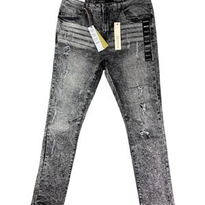 Reason Skinny Jeans Mens 36x32 Gray Whiskering Denim Acid Wash Distressed Casual